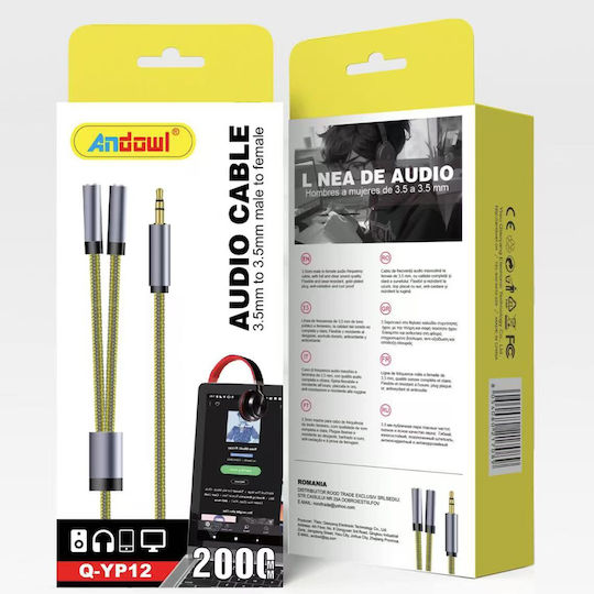 Andowl Audio Cable 3.5mm Male to Dual Female Q-yp12