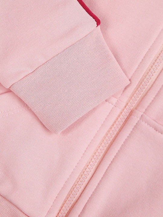 Kinderstrickjacke Baumwolle mit Kapuze Rosa