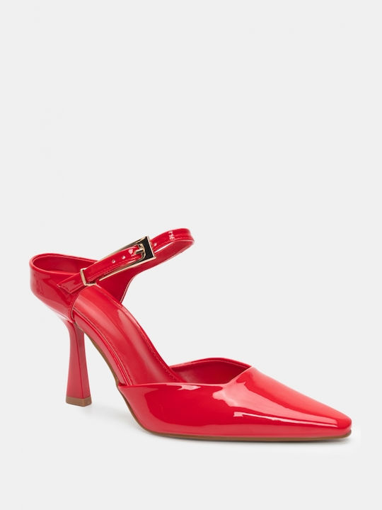 Luigi Pointed Toe Red Heels with Strap