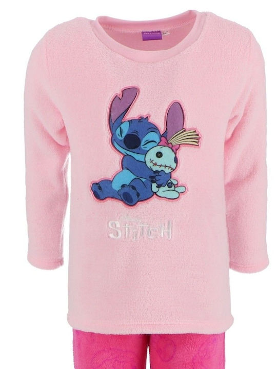 Disney Kinder Schlafanzug Winterlich Fleece Pink