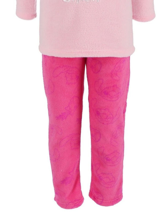 Disney Παιδική Πιτζάμα Χειμωνιάτικη Fleece Ροζ
