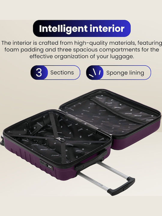 Quasar Line Kabinenreisekoffer Hartschalen Purple mit 4 Räder Höhe 55cm