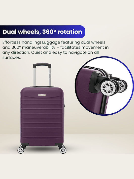 Quasar Line Kabinenreisekoffer Hartschalen Purple mit 4 Räder Höhe 55cm