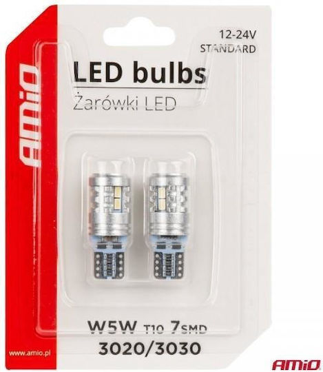 AMiO Lampen Auto T10 / W5W Canbus LED 6000K Kaltes Weiß 12-24V 2Stück