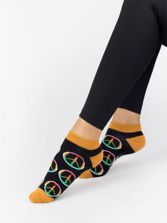 Damen Knöchelsocken Peace Baumwolle 4 Paar Modernty 26453 Mehrfarbig