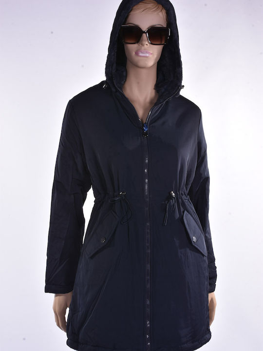 Women's Long Lifestyle Jacket Double Sided for Winter Blue