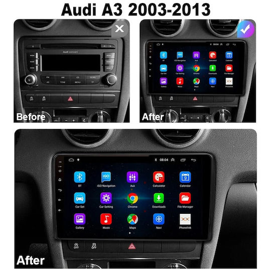 Car Audio System for Audi A3 2003-2012 (Bluetooth/USB/WiFi/GPS/Apple CarPlay/Android Auto) with 9" Touch Screen
