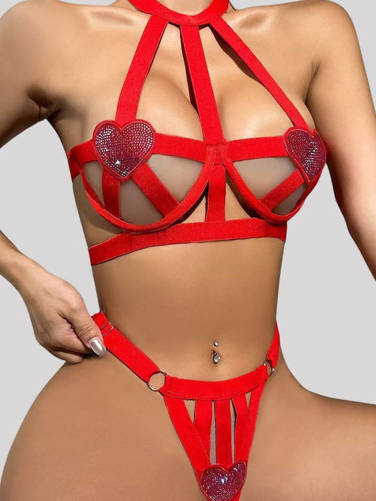 Senses Underwear Set with Bra & String Red