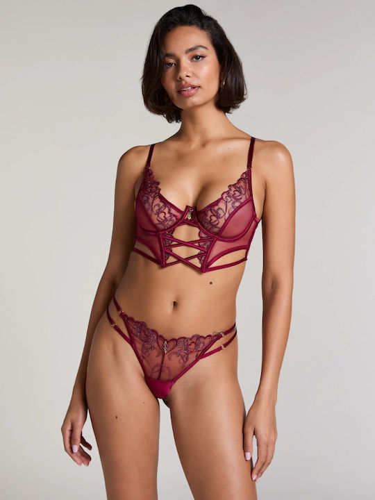 Hunkemöller Femeie Șir de caractere cu Dantelă Beet Red