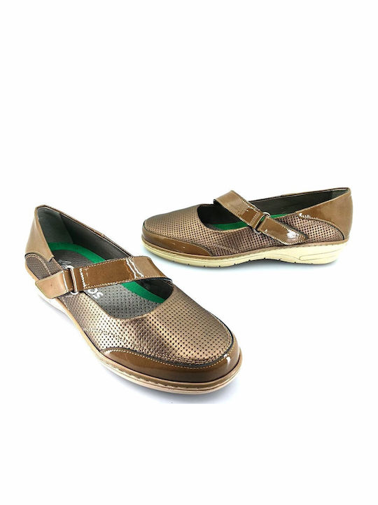 Leather Women's Moccasins in Brown Color