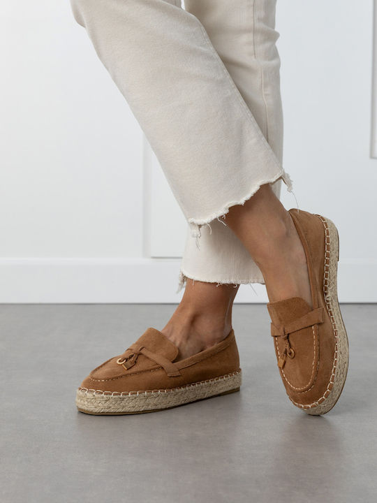 Louizidis Wildleder Damen Espadrilles in Tabac Braun Farbe