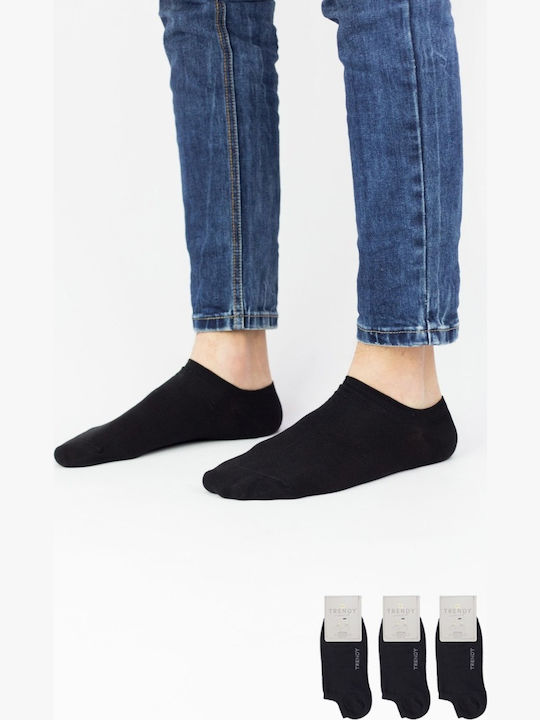 Men's Cotton Ankle Socks Simplicity 3 Pairs Trendy 6316 Black