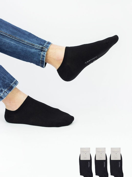 Men's Cotton Ankle Socks Simplicity 3 Pairs Trendy 6316 Black