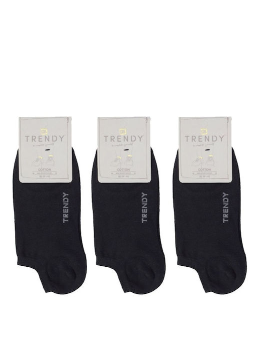 Men's Cotton Ankle Socks Simplicity 3 Pairs Trendy 6316 Black