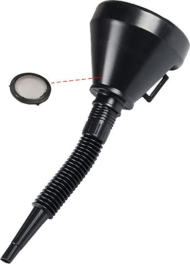 Expandable Funnel for Transferring Gasoline, Diesel, Other Liquids with Protective Screen Black