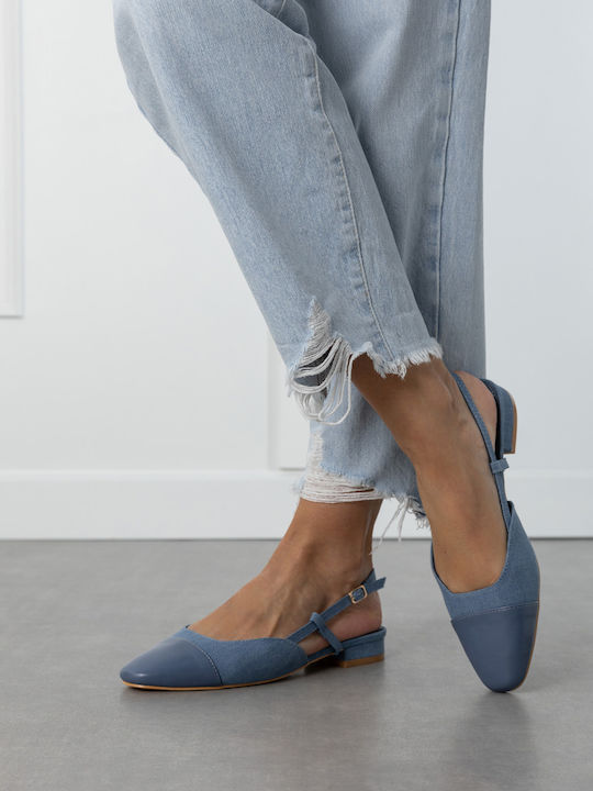 Louizidis Flat Leather Mules Blue