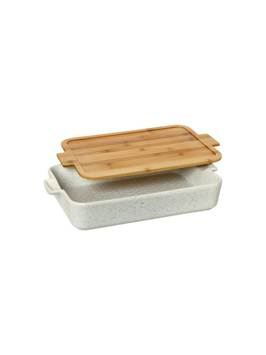 Cryspo Trio Vas Rectangular Rezistent La Căldură Din Porțelan Cu Capac Și Suport 43x28x7cm