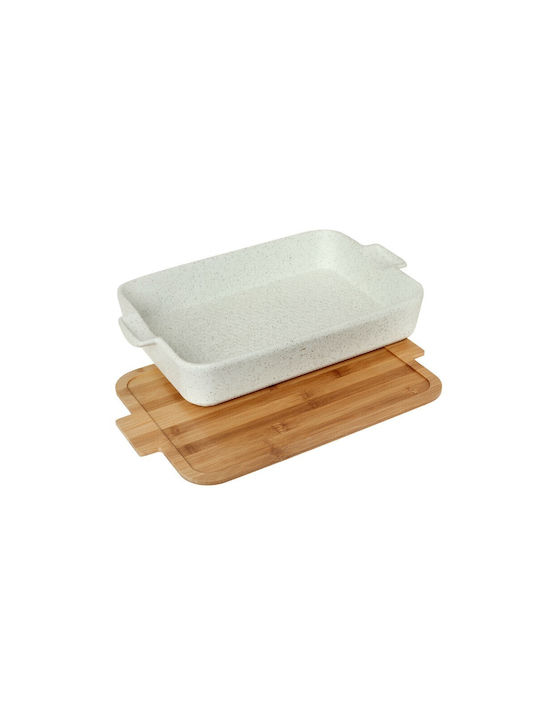 Cryspo Trio Vas Rectangular Rezistent La Căldură Din Porțelan Cu Capac Și Suport 43x28x7cm