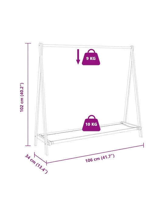 vidaXL Kleiderständer aus Bambus Teleskopisch Braun 106x34x102cm