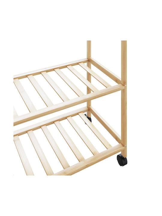 vidaXL Τροχήλατη Κρεμάστρα Δαπέδου από Bamboo Καφέ 110x40x180cm