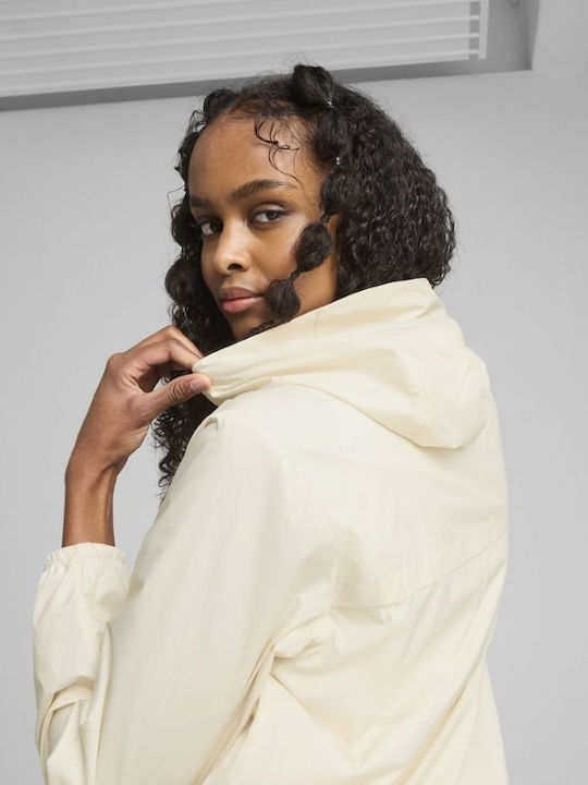 Short Women's Jacket for Winter Ecru