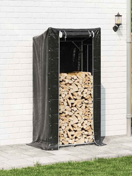 vidaXL Ξύλινο Ράφι Αποθήκευσης Ξύλων 100x60x200cm Μαύρο
