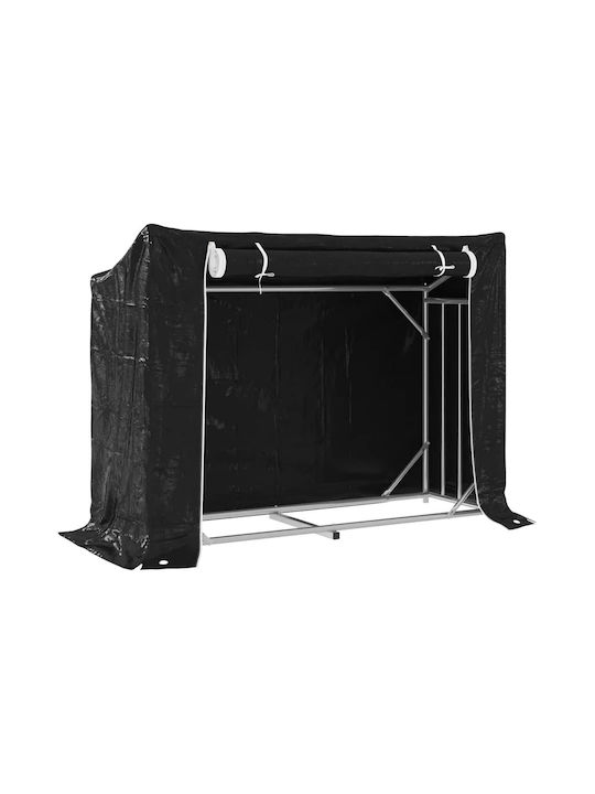 vidaXL Дърво Рафт Съхранение на Дърва 151x60.5x110.5см Черен vidaXL Дърво Рафт Съхранение на Дърва 151x60.5x110.5см Черен
