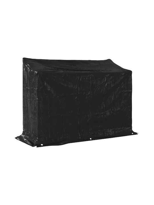 vidaXL Дърво Рафт Съхранение на Дърва 151x60.5x110.5см Черен