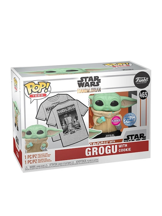 Funko Pop! Tees Movies: Grogu with Cookie (M) with Cookie (M) Flocked Special Edition