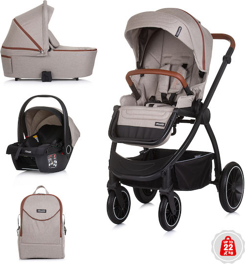 Chipolino Prestige Adjustable 3 in 1 Baby Stroller Suitable for Newborn Tiramisu