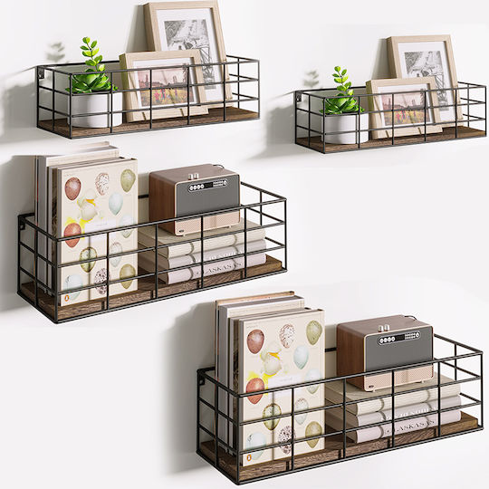 Walnut Wall Shelves (4 Pieces) 40x14.5x11cm