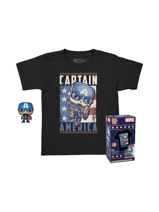 Funko Pop! Tees Marvel: Captain America Vinyl Figure (4cm) T-Shirt (M) Bobble-Head Special Edition