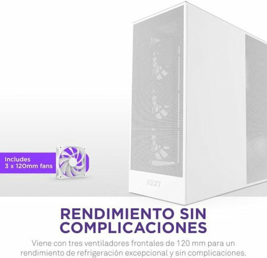 NZXT H7 Flow (2024) Gaming Midi Tower Κουτί Υπολογιστή με Πλαϊνό Παράθυρο Λευκό