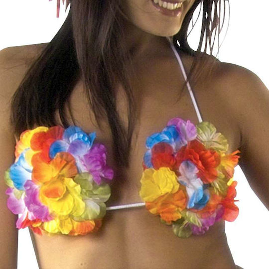 Hawaiian Bra With Flowers Carnival Accessory Polychrome 1pcs