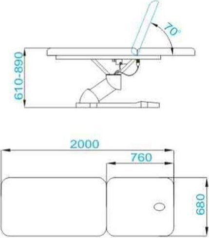 ZCS Azzurro 808 Κρεβάτι Μασάζ και Φυσικοθεραπείας Λευκό από Μέταλλο 200x70εκ.