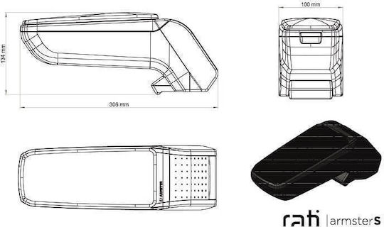 Rati Armster Car PU Armrest for Volkswagen Polo 18+ Black