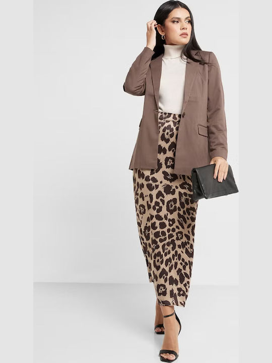 High-waisted Skirt Leopard Silver Mink