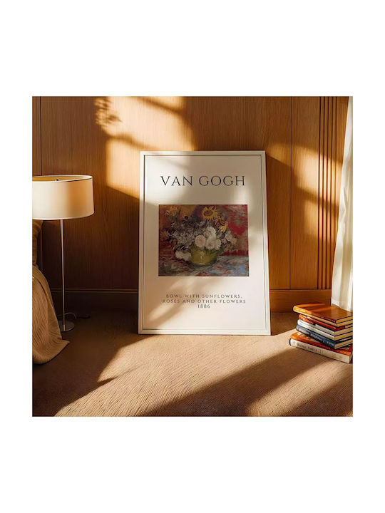 Poster Van Gogh Bowl Flowers Art007 21cm X 30cm Λευκό Κάδρο Pvc 18x24