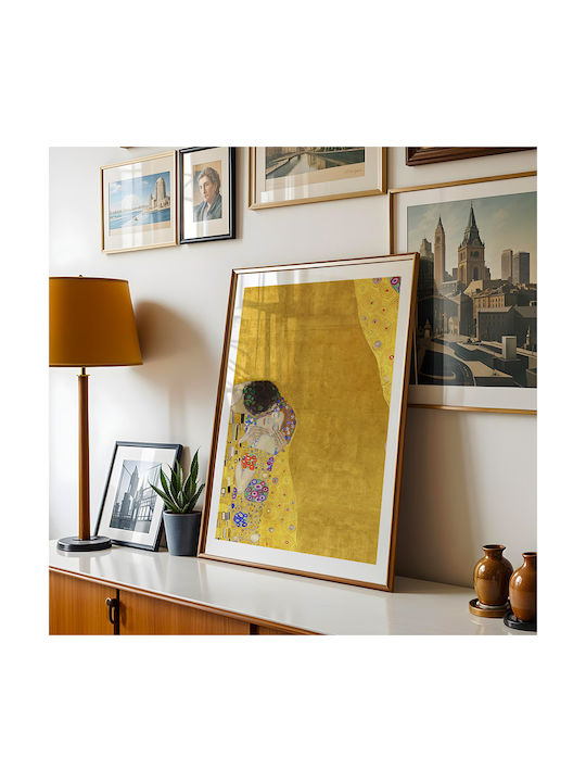Poster Gustav Klimt Kiss Art155 21cm X 30cm Λευκό Κάδρο Pvc 18x24