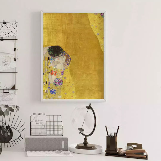 Poster Gustav Klimt Kiss Art155 21cm X 30cm Λευκό Κάδρο Pvc 18x24