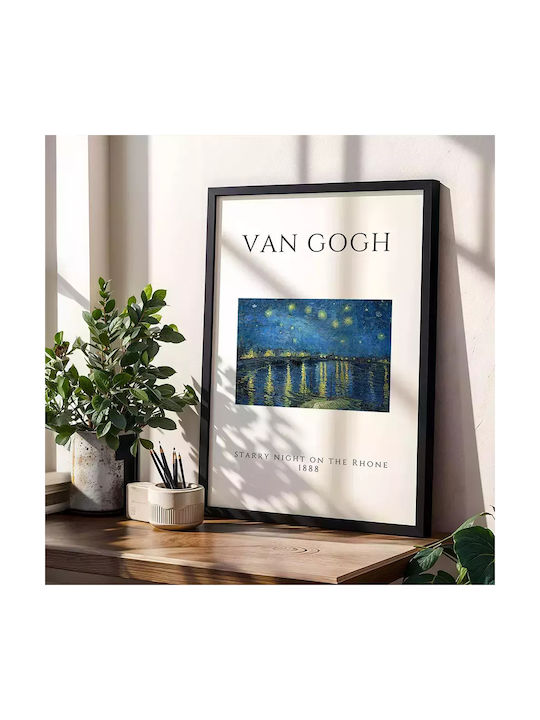 Poster Van Gogh Starry Night On Rhone Art004 21cm X 30cm Λευκό Κάδρο Pvc 18x24