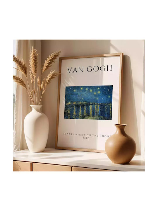 Poster Van Gogh Starry Night On Rhone Art004 21cm X 30cm Λευκό Κάδρο Pvc 18x24