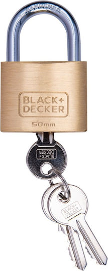 Black & Decker Bronze Padlock Brass with Key 50mm Black 1pcs