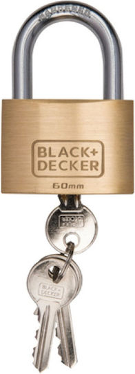 Black & Decker Bronze Vorhängeschloss Messing mit Schlüssel 60mm Black 1Stück