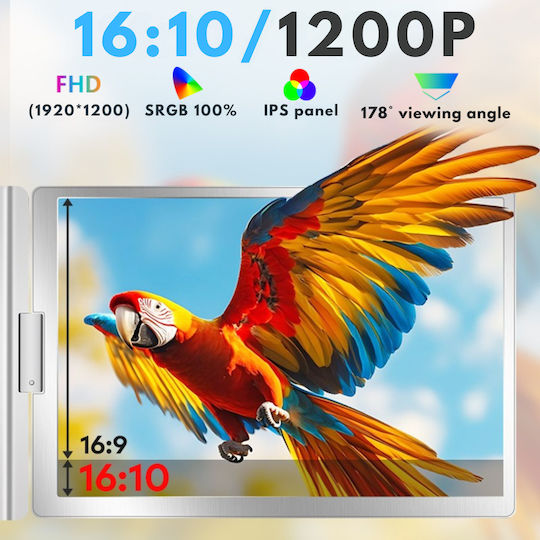 Quad-screen Expandable Portable Laptop 3 X 14" Full Hd 1200p Screens 100% Srgb Foldable Rotatable 360° Compatible 13"-17.3" Laptops Windows Macos Complete Workstation Multitasking