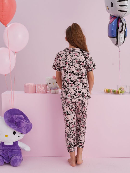 Hello Kitty Детска Пижама Лятна Нежно Розова