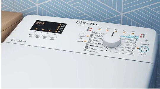 Indesit Mașină de Spălat Rufe cu Încărcare Superioară 5kg 1000 Rotiri Spălare Rapidă BTW S50400 EU/N