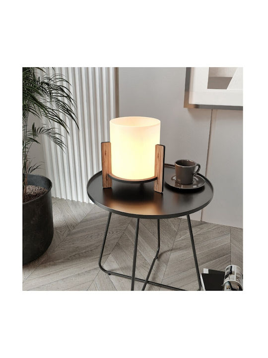 Megapap Pine Ξύλινο Πορτατίφ για Ντουί E27 με Πράσινο Καπέλο και Βάση