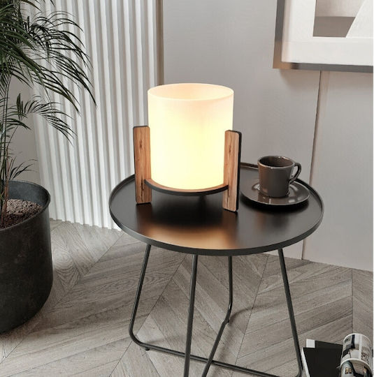 Megapap Pine Wood Table Lamp for Socket E27 with Green Shade and Base