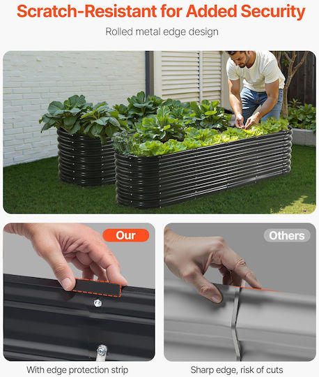 Vevor Planter Box Metal Dark Gray 243.84x60.96x60.96cm.